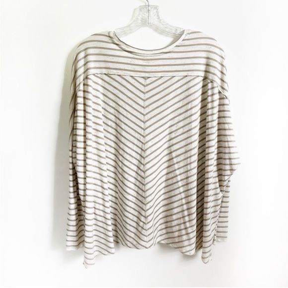 We the Free Pandora tee white oatmeal striped oversized boxy long sleeves - Picture 10 of 10